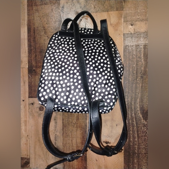 Kate Spade Polka Dot Small Nylon Mini Backpack travel black white - Picture 6 of 11